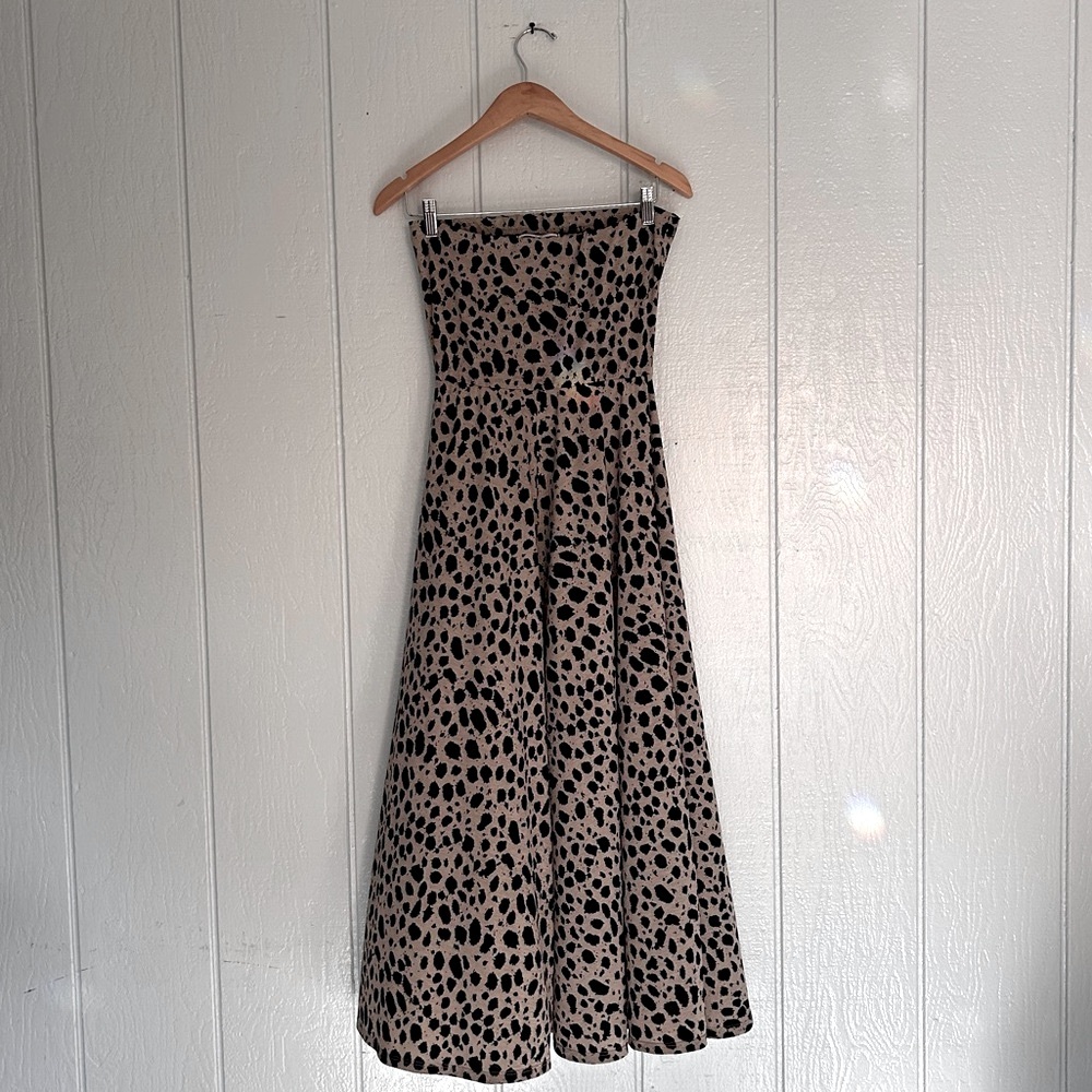 Strapless Animal Print Midi Dress | Timeless & Chic
